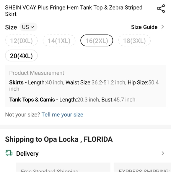 SHEIN 2XL Fringe Hem Tank Top & Zebra Print Skirt - Picture 7 of 17